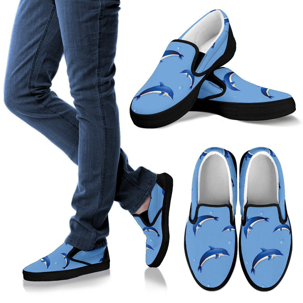 Dolphin Blue Print Women Slip On Shoes