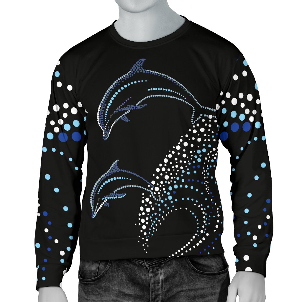 Dolphin Dot Design Men Crewneck Sweatshirt