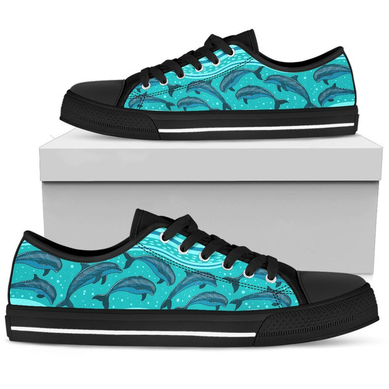 Dolphin Pattern Women Low Top Canvas Shoes