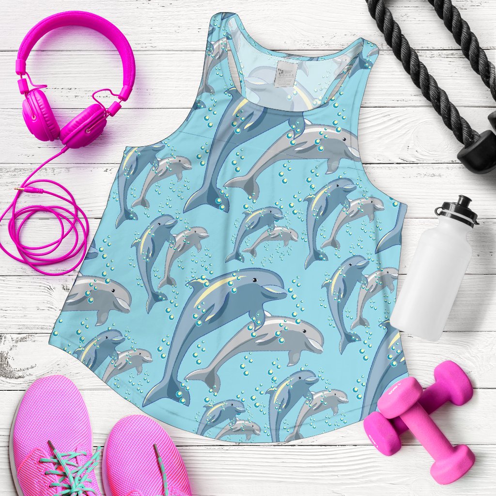 Dolphin Print Pattern Women Racerback Tank Top