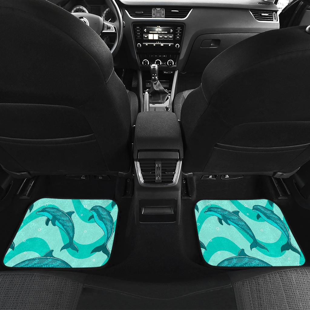 Dolphin Wave Print Front and Back Car Floor Mats