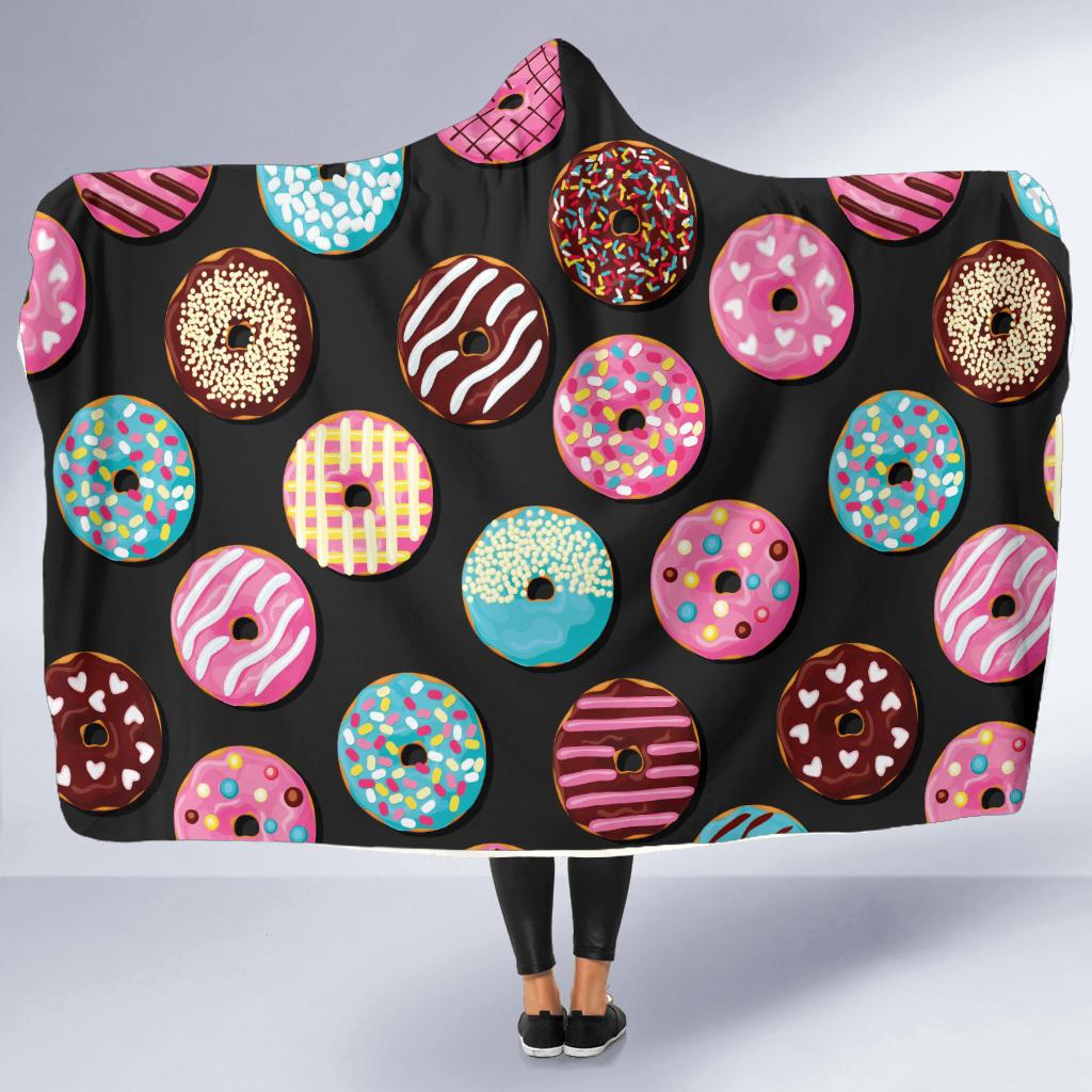 Donut Pattern Print Design DN02 Hooded Blanket-JORJUNE.COM
