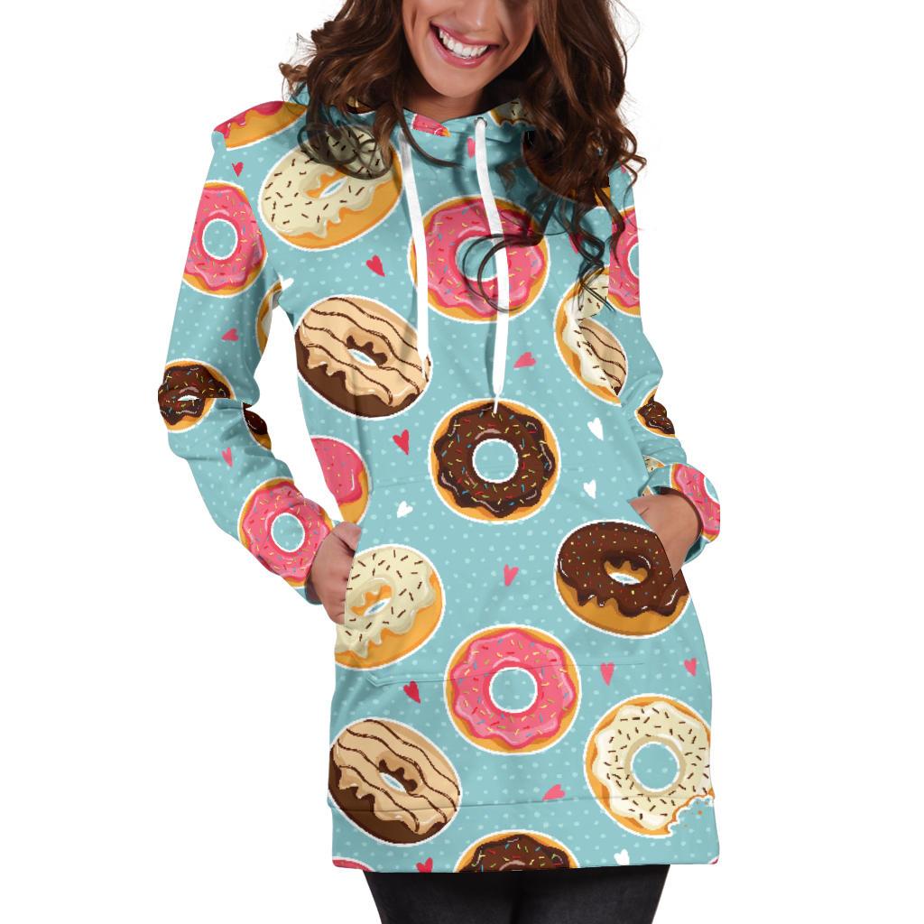 Donut Pattern Print Design DN04 Women Hoodie Dress