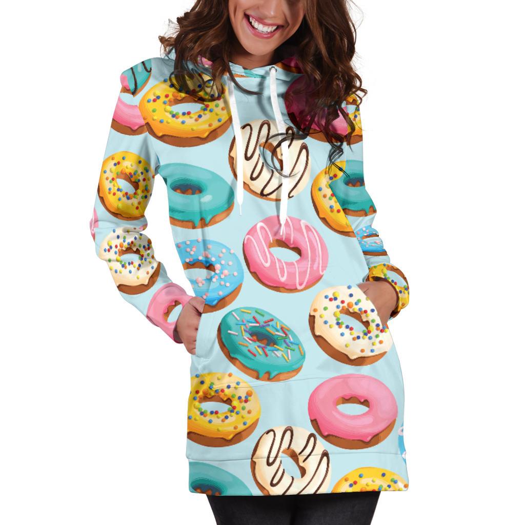 Donut Pattern Print Design DN05 Women Hoodie Dress