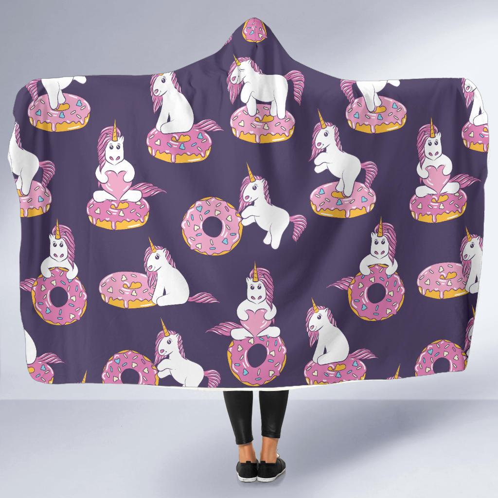 Donut Unicorn Pattern Print Design DN011 Hooded Blanket-JORJUNE.COM