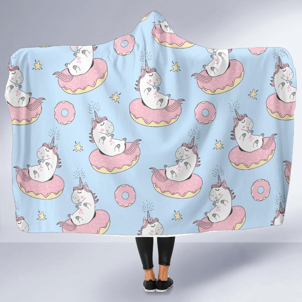 Donut Unicorn Pattern Print Design DN014 Hooded Blanket-JORJUNE.COM
