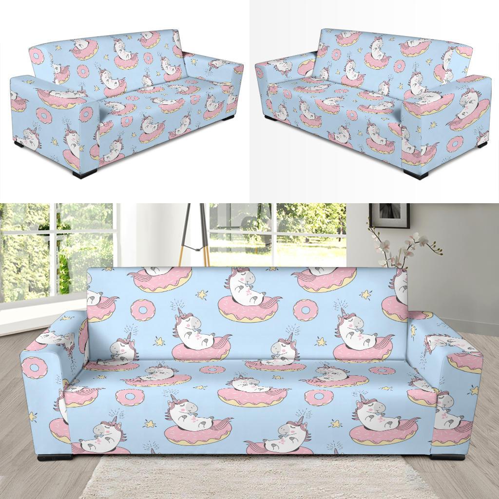 Donut Unicorn Pattern Print Design DN014 Sofa Slipcover-JORJUNE.COM