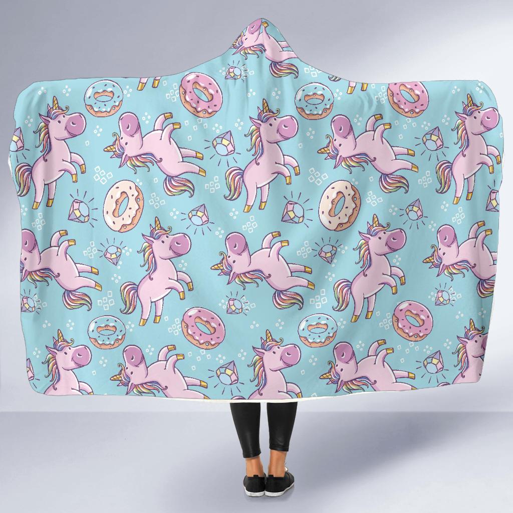Donut Unicorn Pattern Print Design DN016 Hooded Blanket-JORJUNE.COM