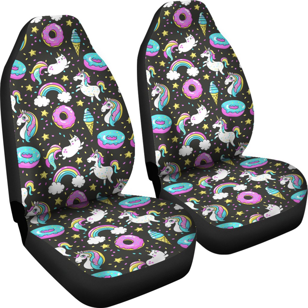 Donut Unicorn Pattern Print Design DN09 Universal Fit Car Seat Covers