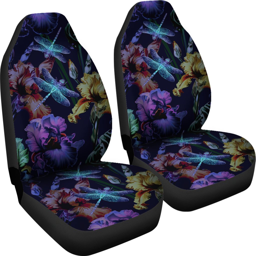 Dragonfly With Floral Print Pattern Universal Fit Car Seat Covers