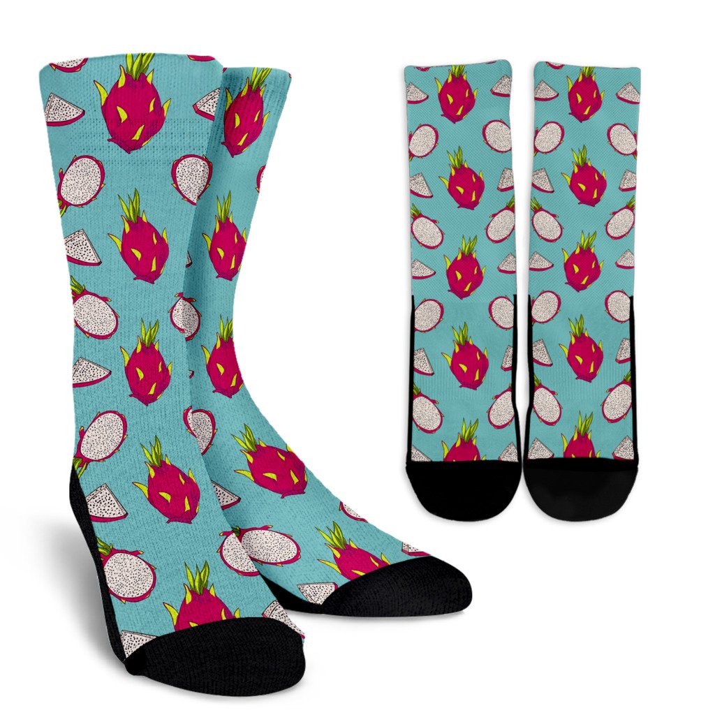 Dragonfruit Pattern Print Design DF01 Crew Socks-JORJUNE.COM