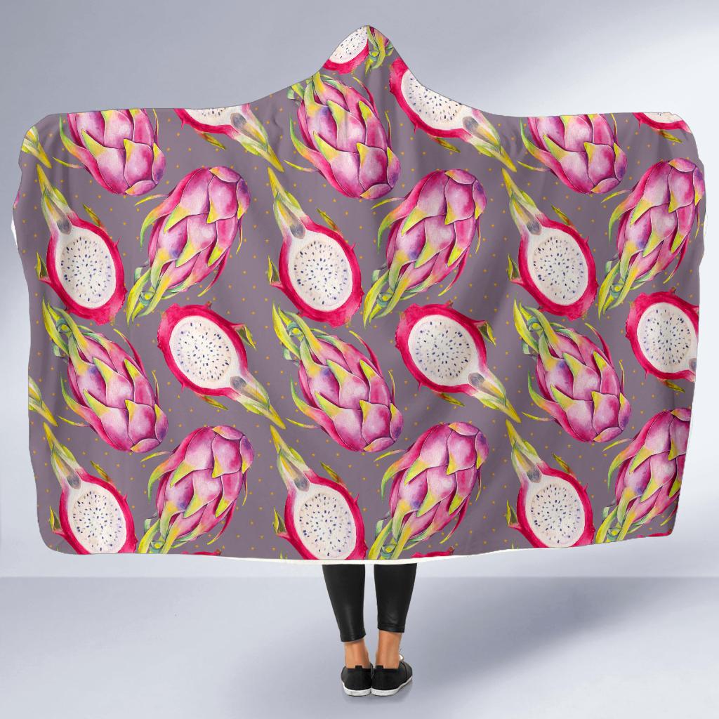 Dragonfruit Pattern Print Design DF03 Hooded Blanket-JORJUNE.COM