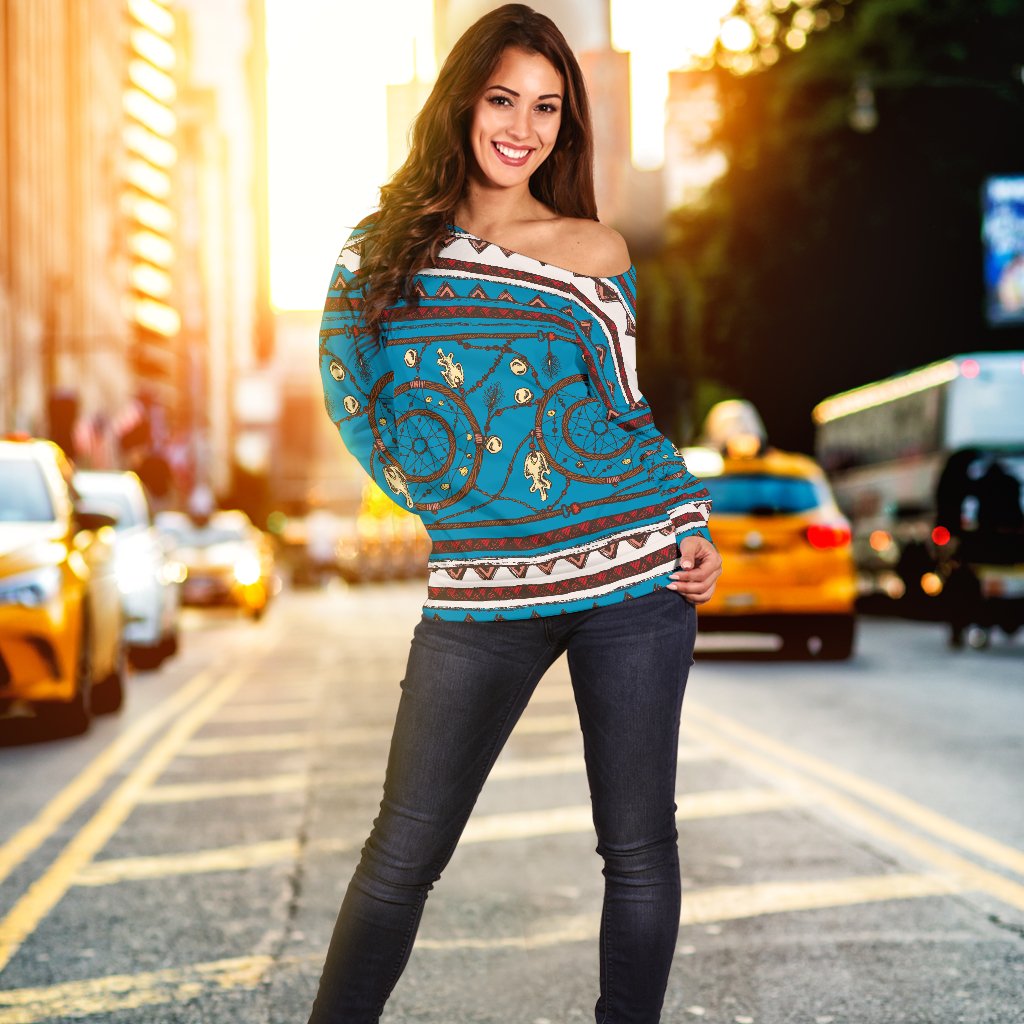 Dream Catcher Aztec Off Shoulder Sweatshirt