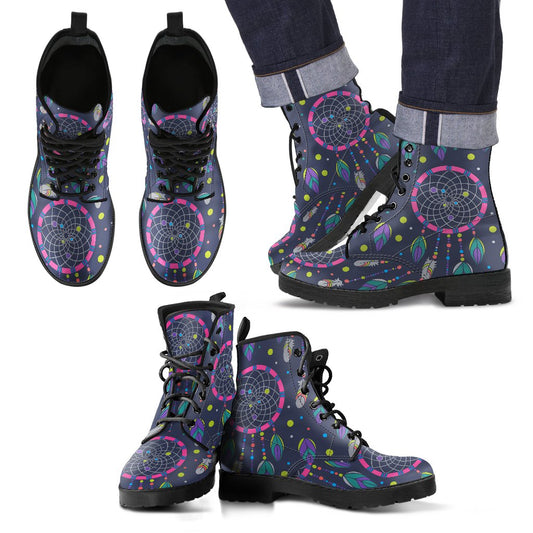 Dream catcher color dot Women & Men Leather Boots