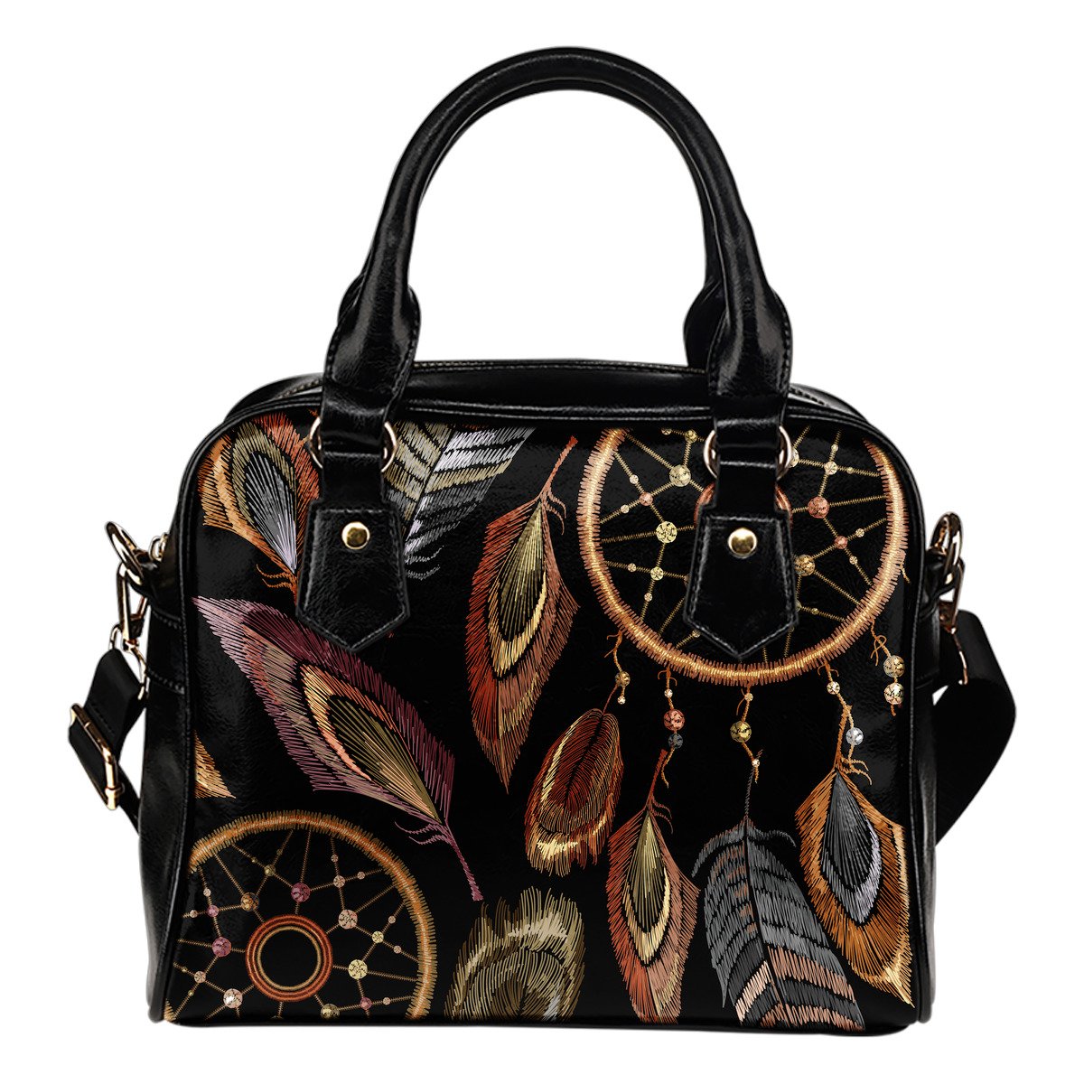 Dream catcher embroidered style Leather Shoulder Handbag