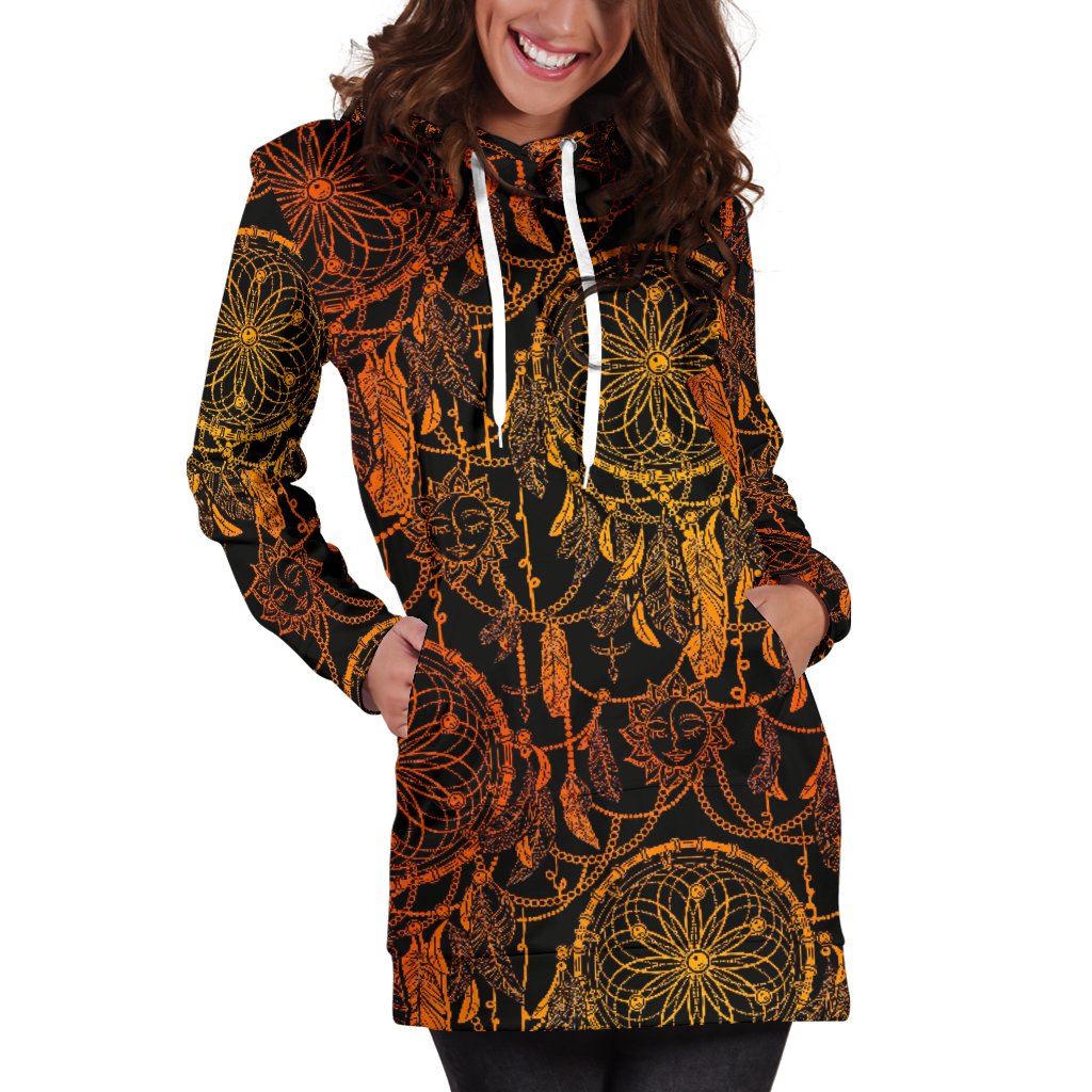 Dream Catcher Sun and Moon Women Hoodie Dress