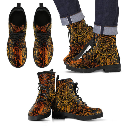 Dream catcher Sun and Moon Women & Men Leather Boots