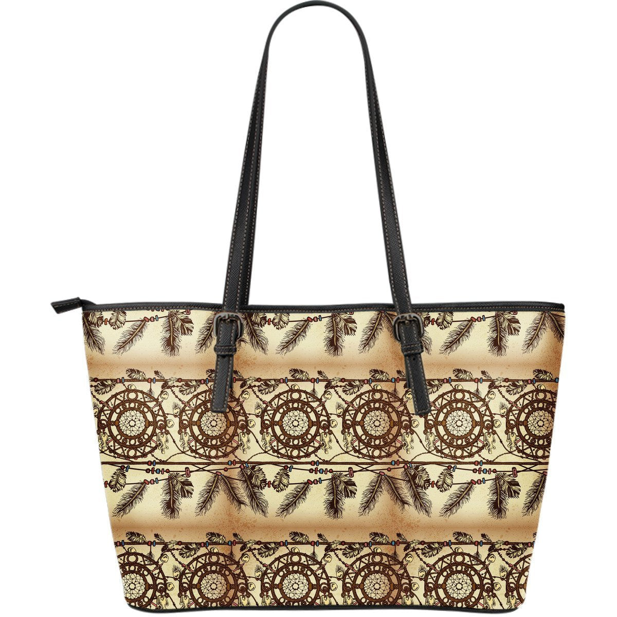 Dream catcher vintage native Large Leather Tote Bag