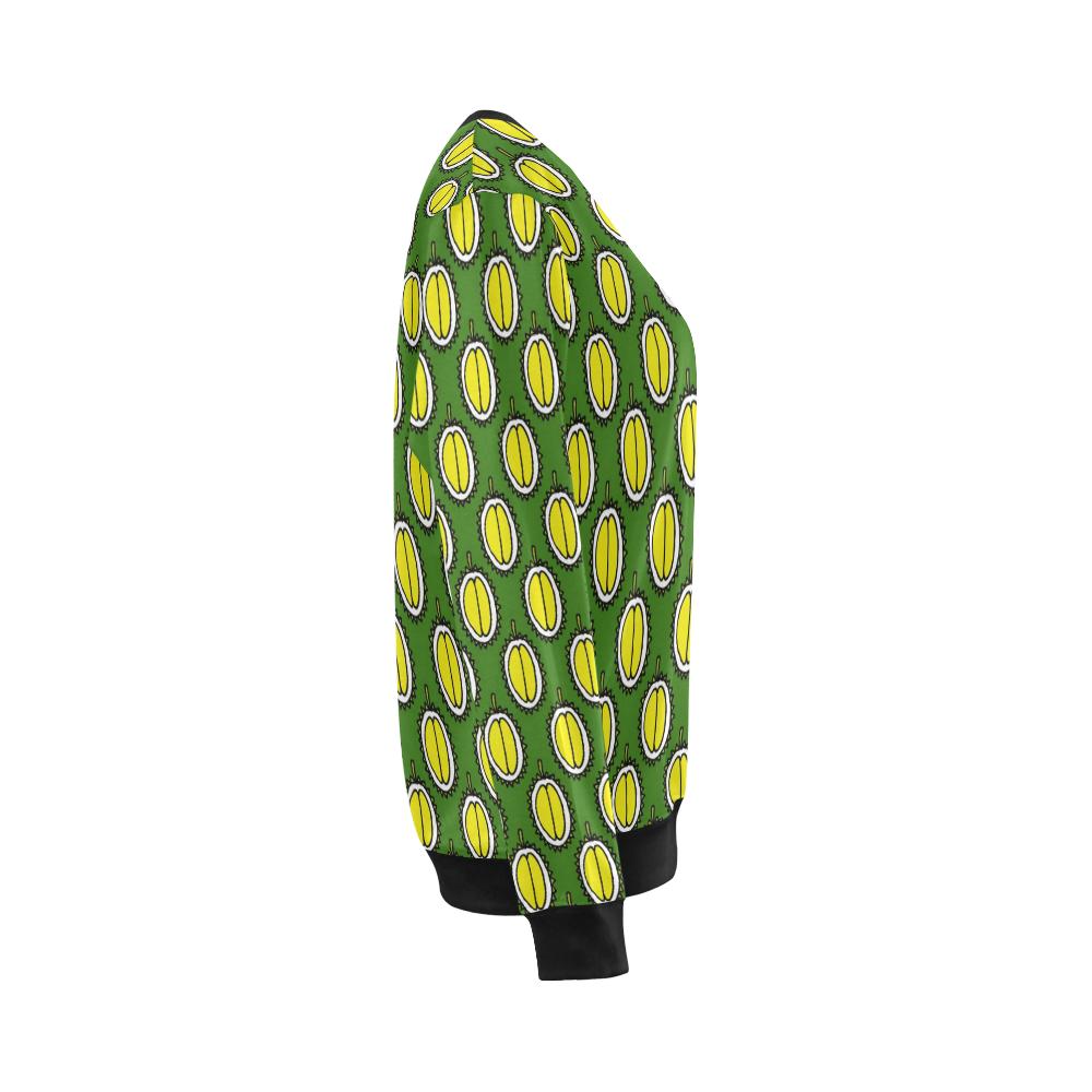 Durian Pattern Print Design DR01 Women Long Sleeve Sweatshirt-JorJune