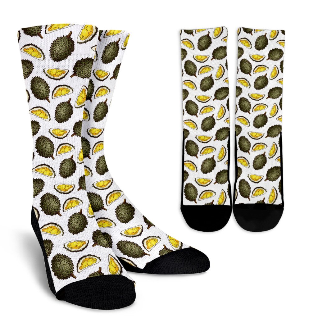 Durian Pattern Print Design DR03 Crew Socks-JORJUNE.COM