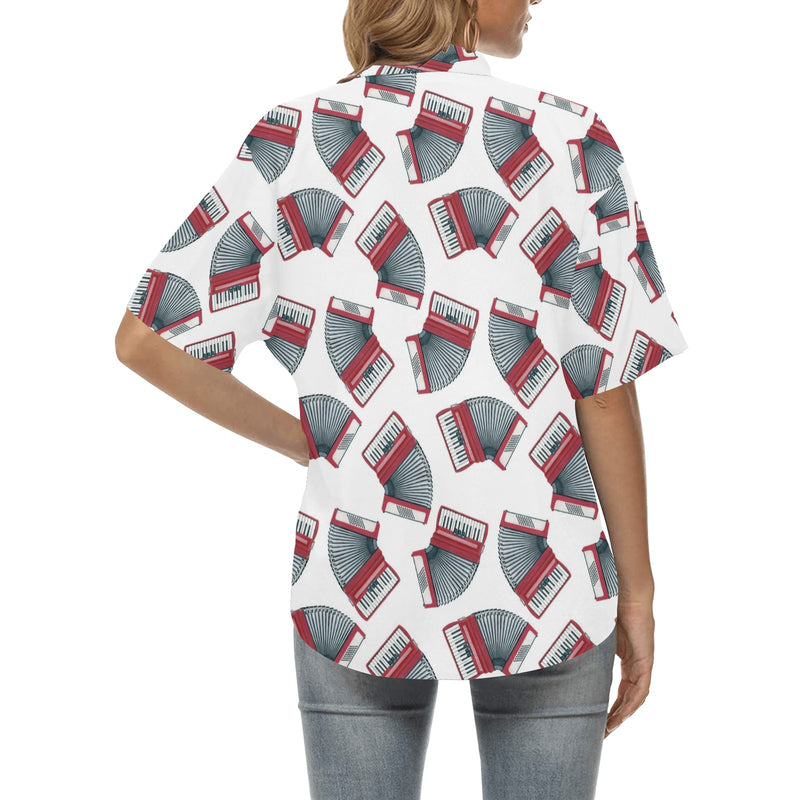 Accordion Pattern Print Design 03 Women's Hawaiian Shirt
