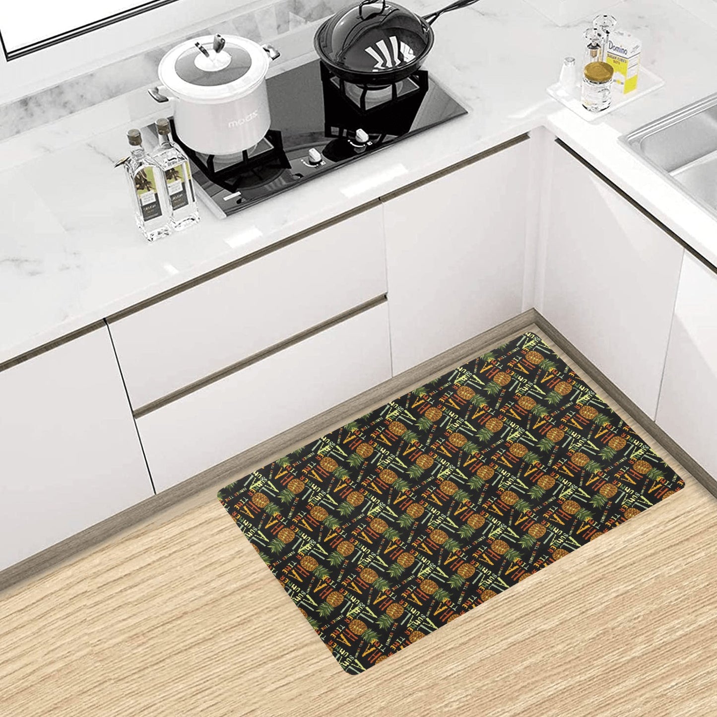 Aloha Hawaii Time Design Themed Print Kitchen Mat