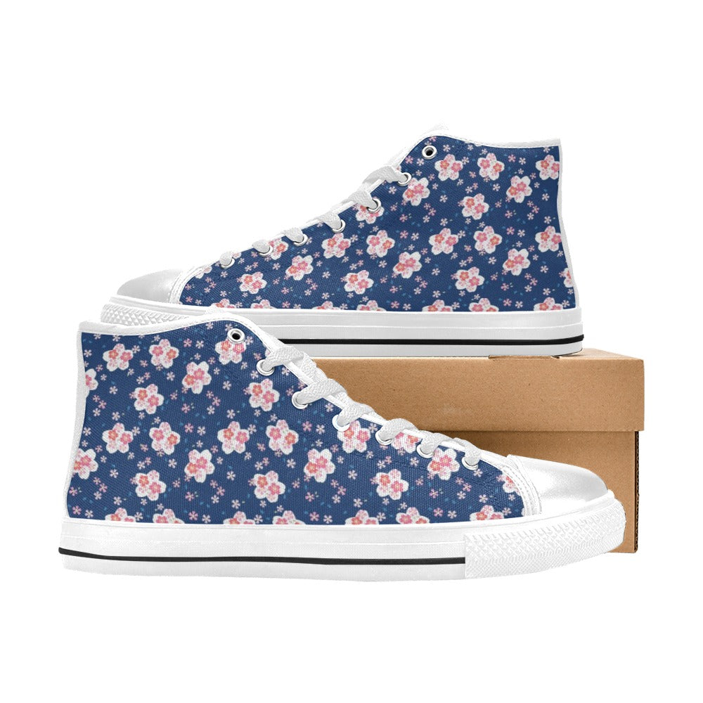 Sakura Print Design LKS306 High Top Women's White Shoes