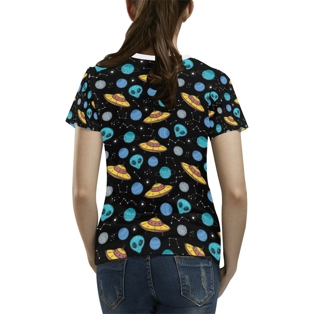 UFO Alien Print Design LKS306 Women's T-shirt