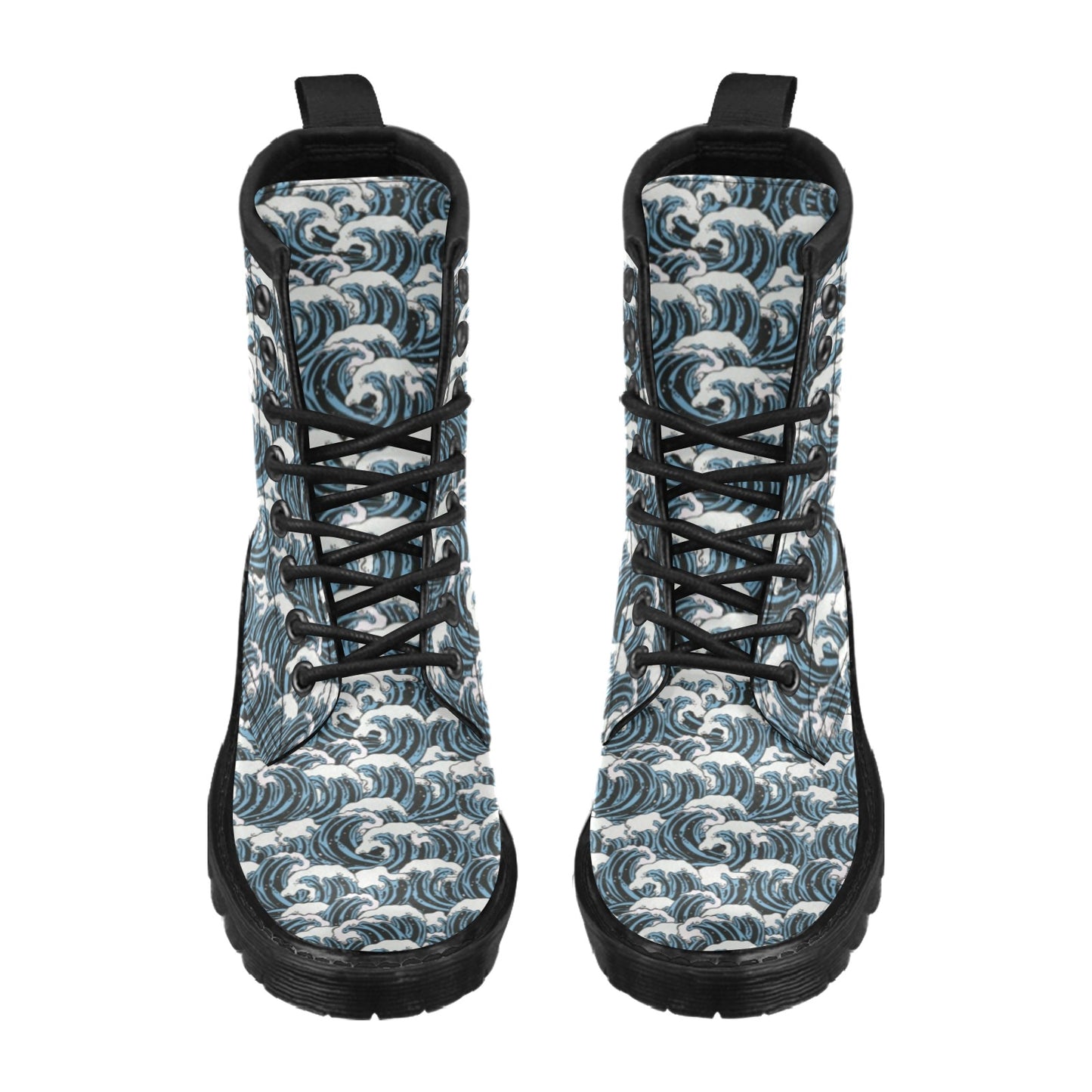 Surf Wave Pattern Print Women's Boots