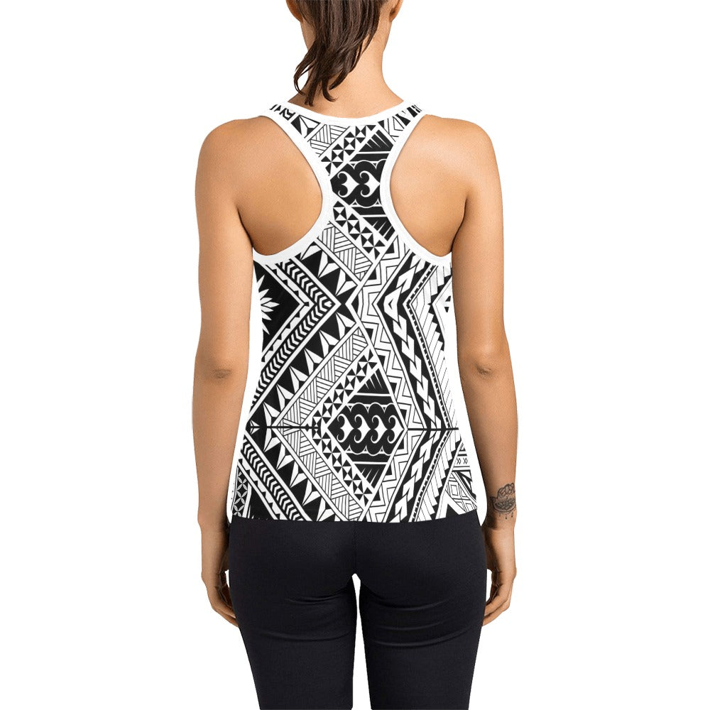 Samoan Tattoo Style Print Design LKS307 Women's Racerback Tank Top