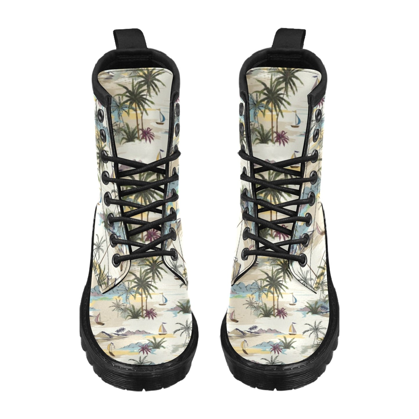 Palm Tree Beach Print Women's Boots