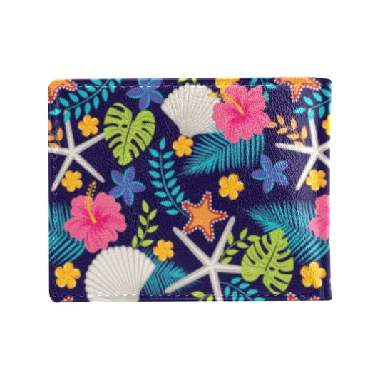 Beach Seashell Floral Theme Men's ID Card Wallet