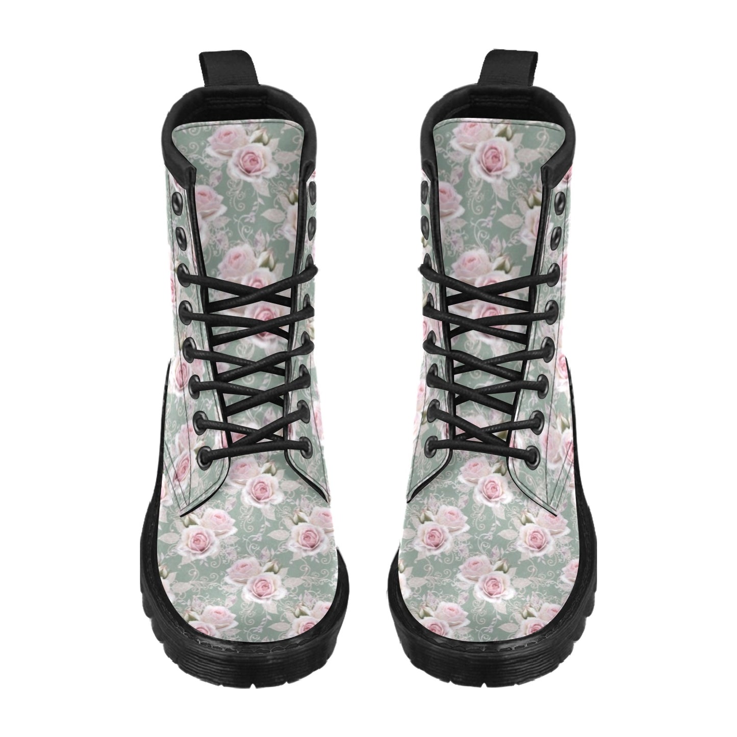 Rose White Pattern Print Design RO012 Women's Boots