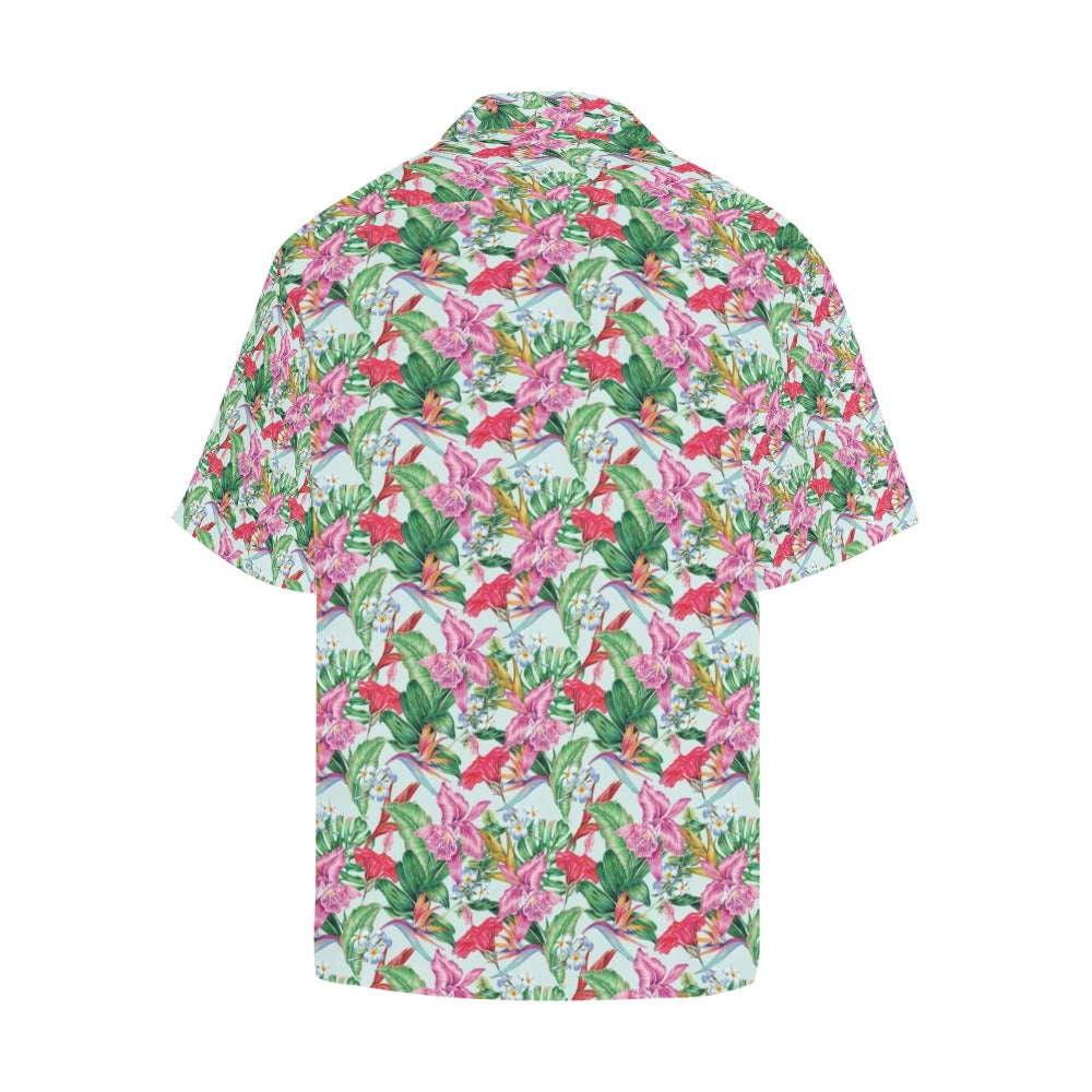 Tropical Flower Print Design LKS304 Men's Hawaiian Shirt