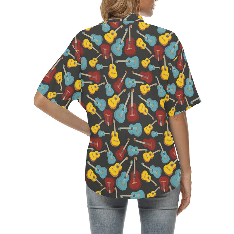 Acoustic Guitar Pattern Print Design 01 Women's Hawaiian Shirt