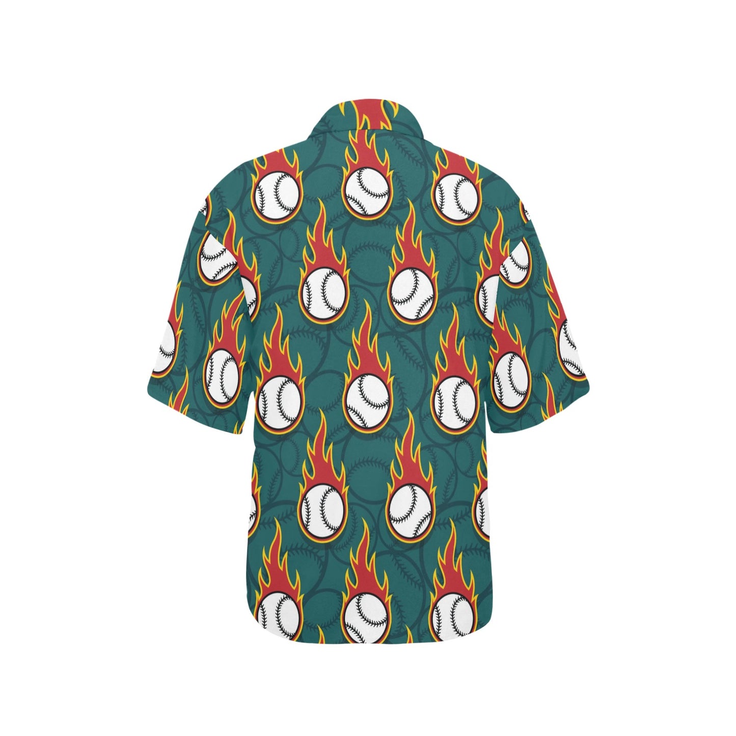 Baseball Fire Print Pattern Women's Hawaiian Shirt