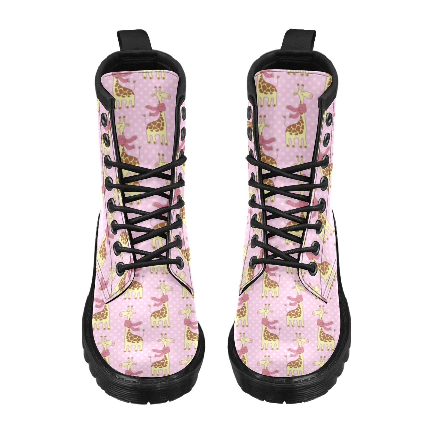 Giraffe Cute Pink Polka Dot Print Women's Boots