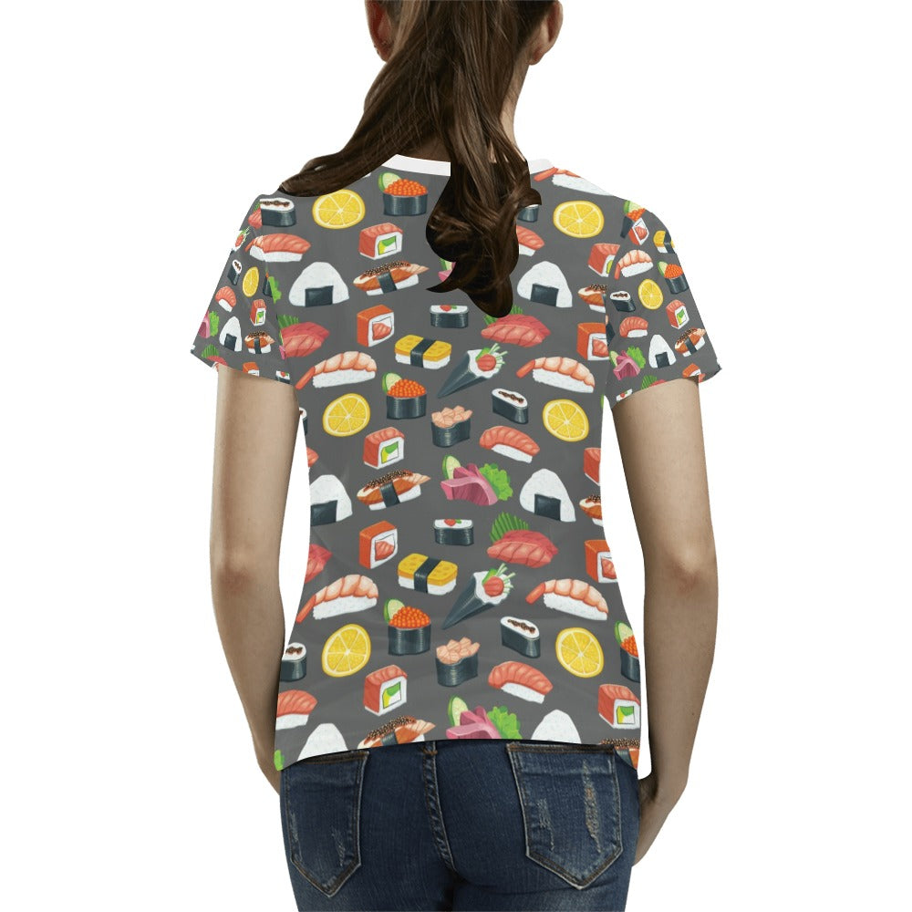 Sushi Print Design LKS302 Women's T-shirt