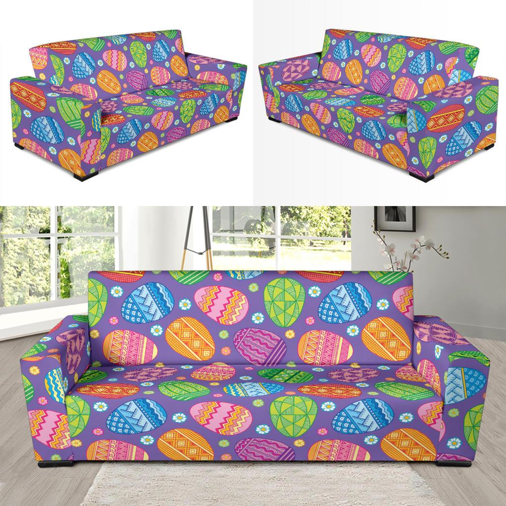 Easter Eggs Pattern Print Design RB010 Sofa Slipcover-JORJUNE.COM