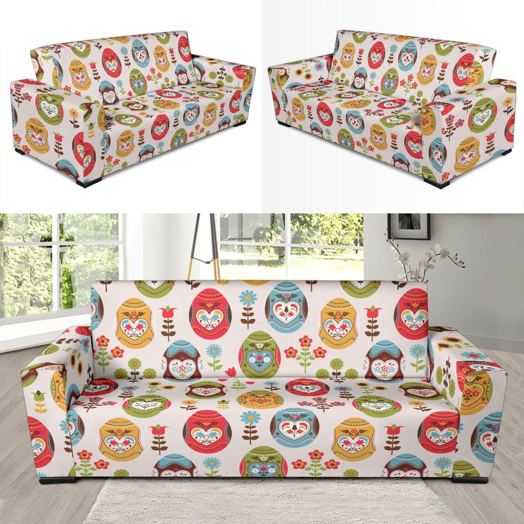 Easter Eggs Pattern Print Design RB011 Sofa Slipcover-JORJUNE.COM