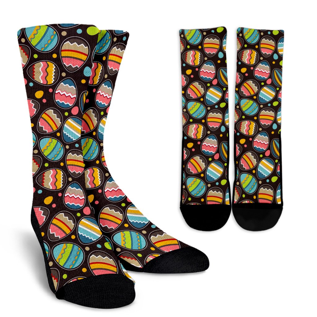 Easter Eggs Pattern Print Design RB03 Crew Socks-JORJUNE.COM