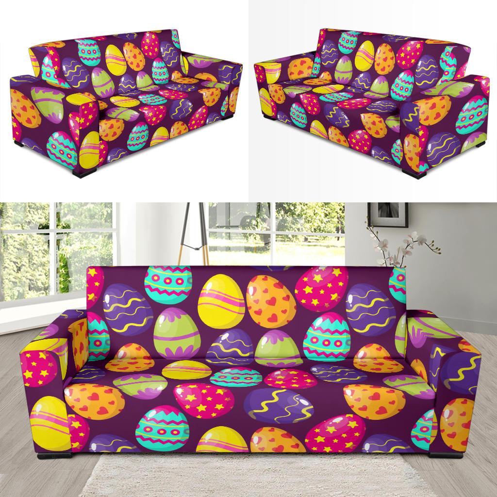 Easter Eggs Pattern Print Design RB04 Sofa Slipcover-JORJUNE.COM