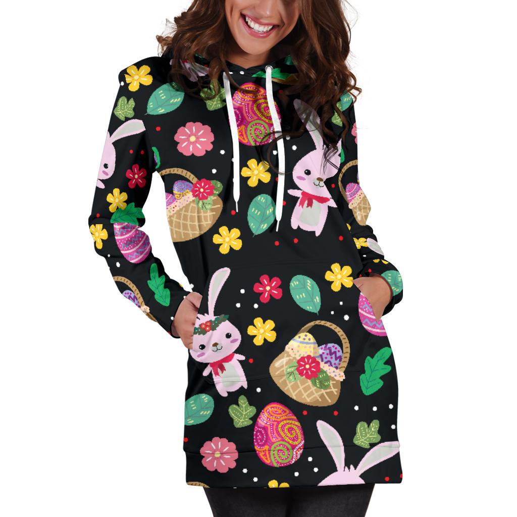 Easter Eggs Pattern Print Design RB05 Women Hoodie Dress