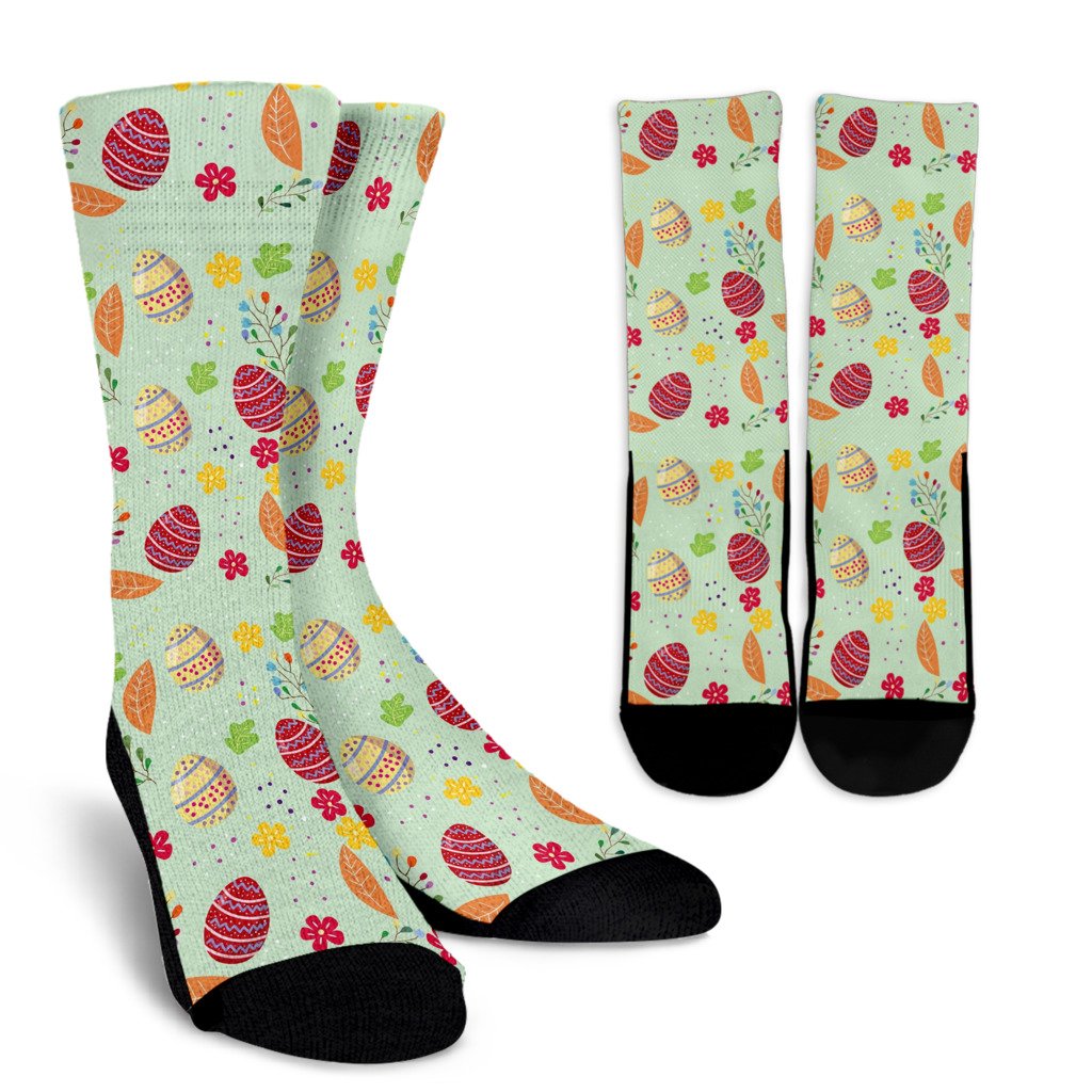Easter Eggs Pattern Print Design RB07 Crew Socks-JORJUNE.COM