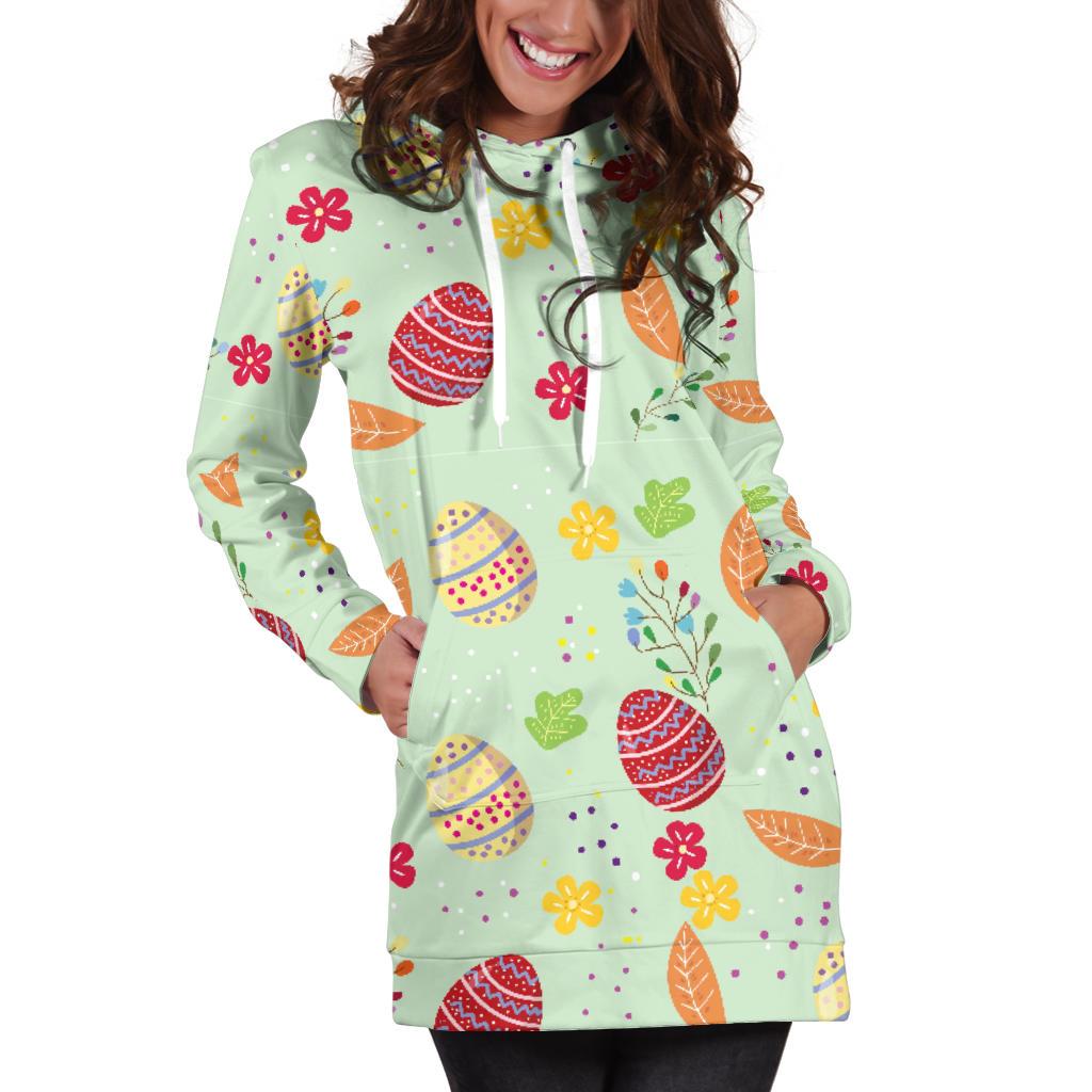 Easter Eggs Pattern Print Design RB07 Women Hoodie Dress