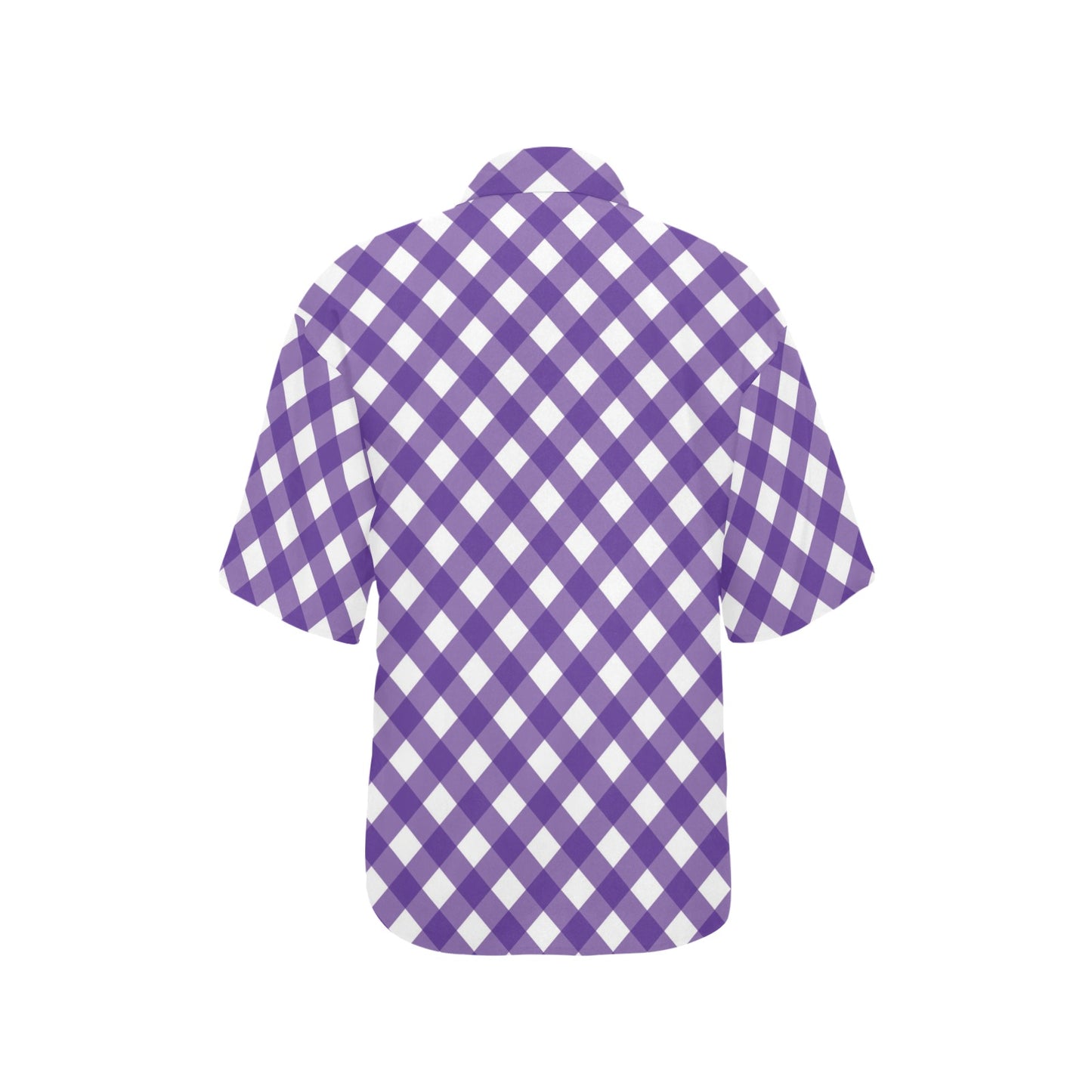 Gingham Purple Pattern Print Design 03 Women's Hawaiian Shirt