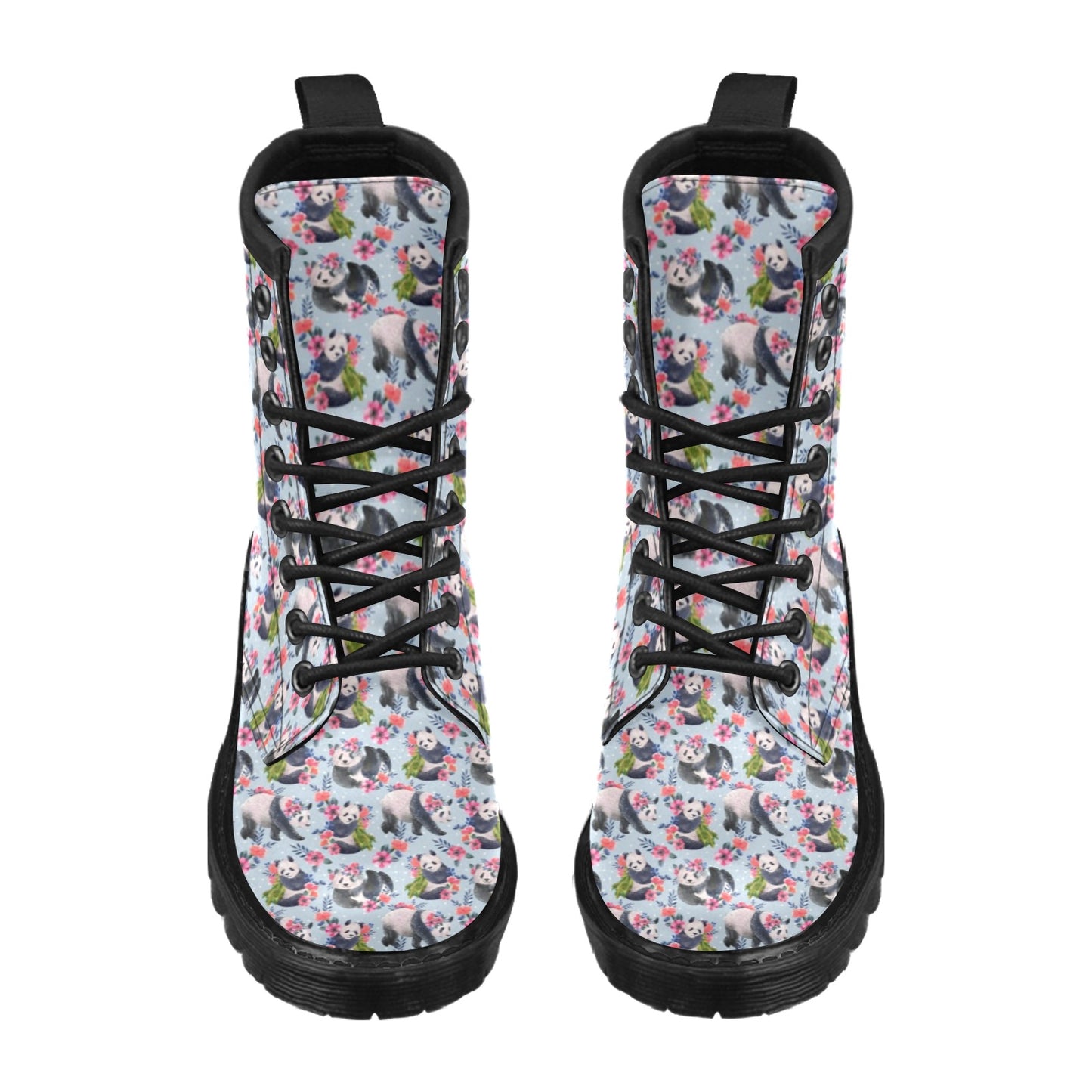 Panda Bear Flower Design Themed Print Women's Boots