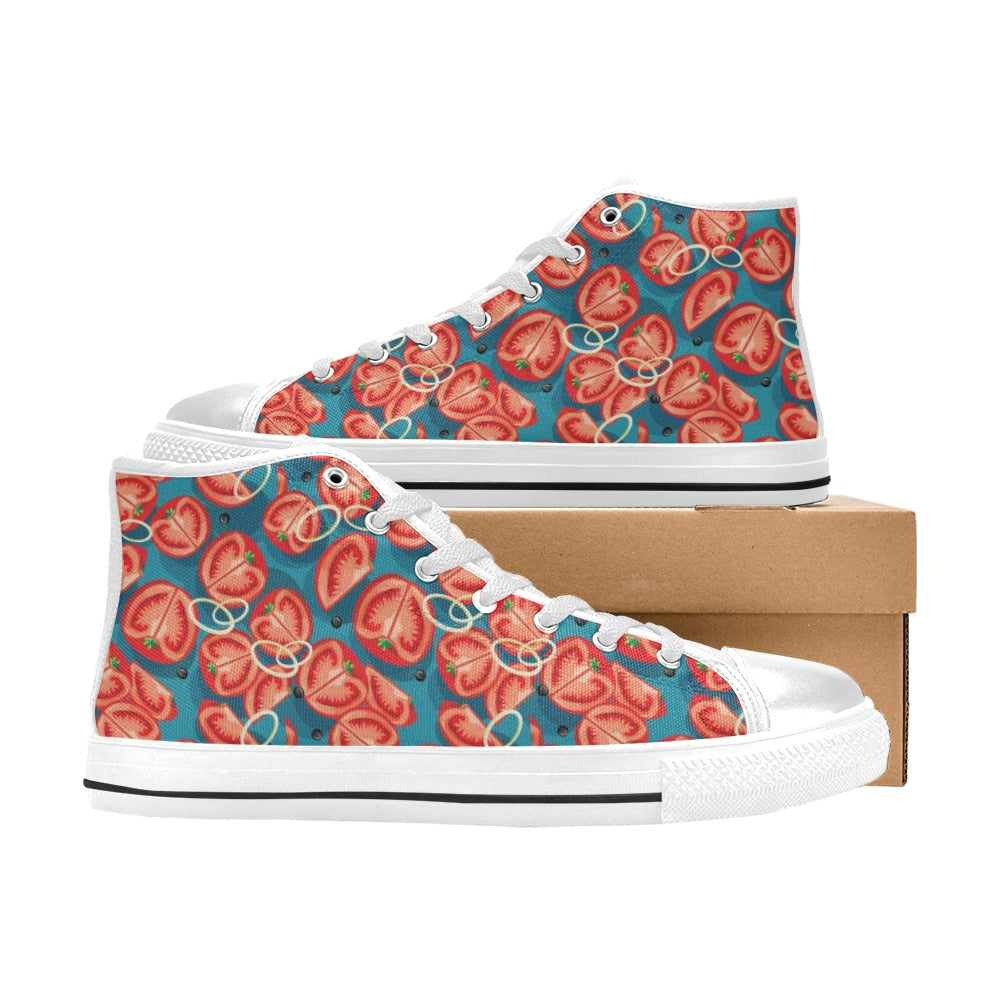 Tomato Print Design LKS301 High Top Women's White Shoes