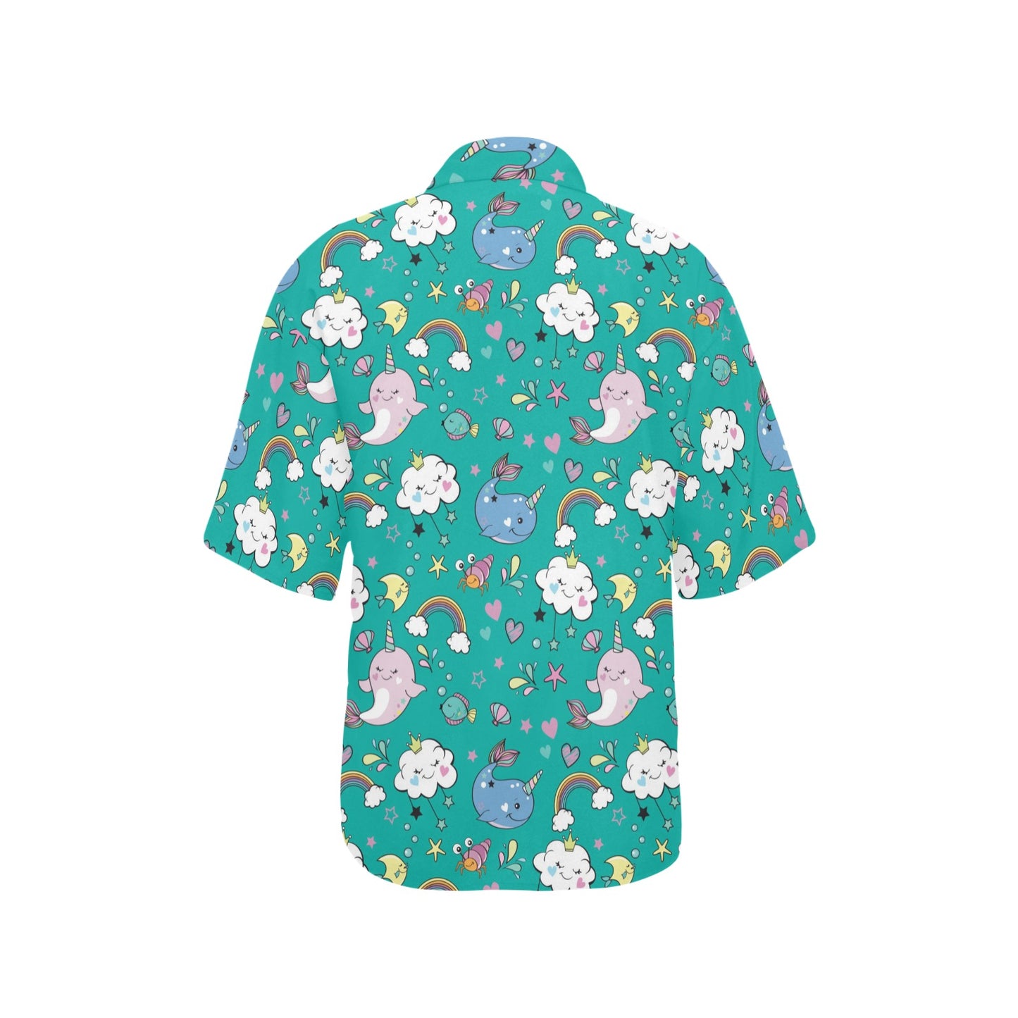 Narwhal Pattern Print Design 04 Women's Hawaiian Shirt