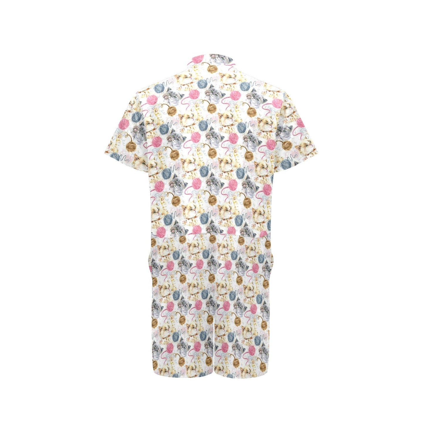 Cat Playing Yarn Pattern Print Design 07 Men's Romper